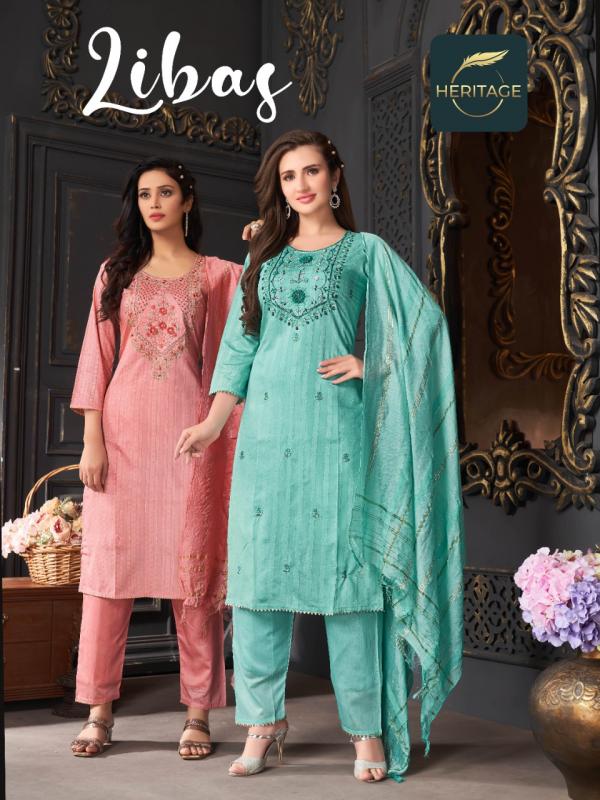 Heritage Libas Chanderi silk Designer Exclusive Readymade Suit